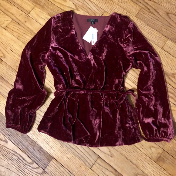 J. Crew Tops - 🍷NEW BURGANDY VELVET TOP🍷